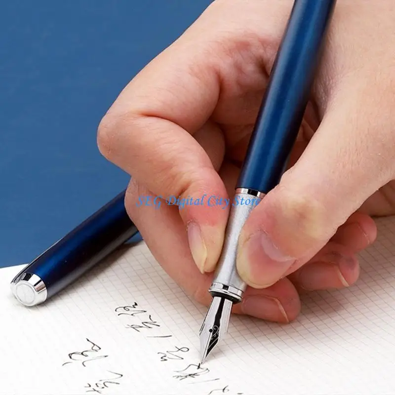 

U75B Metal Piston-Filled Fountain Pen with 4 Cartridges and 20ml Business Signing Pen for Women Man Writing Drawing