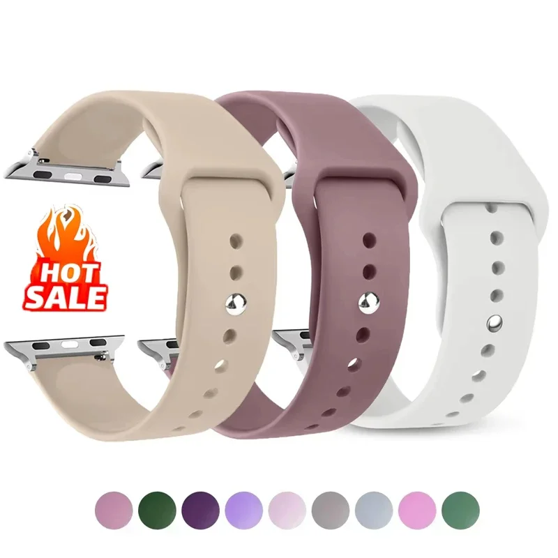 

Strap For Apple Watch band 45mm 44mm 49mm 40mm 41mm 42-46mm Silicone Sport bracelet correa iWatch Series 10 9 8 7 6 5 SE Ultra 2
