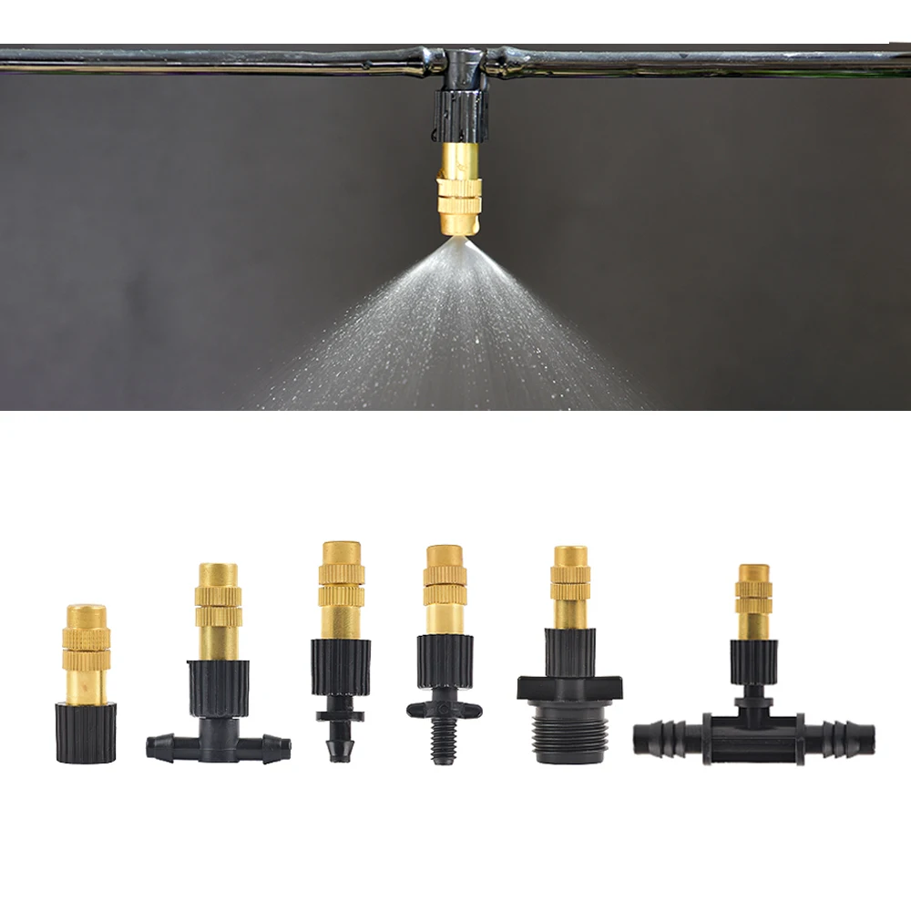 

Adjustable Brass Nozzle Connection 1/4 1/2 Inch Hose Garden Spray Cooling Irrigation System