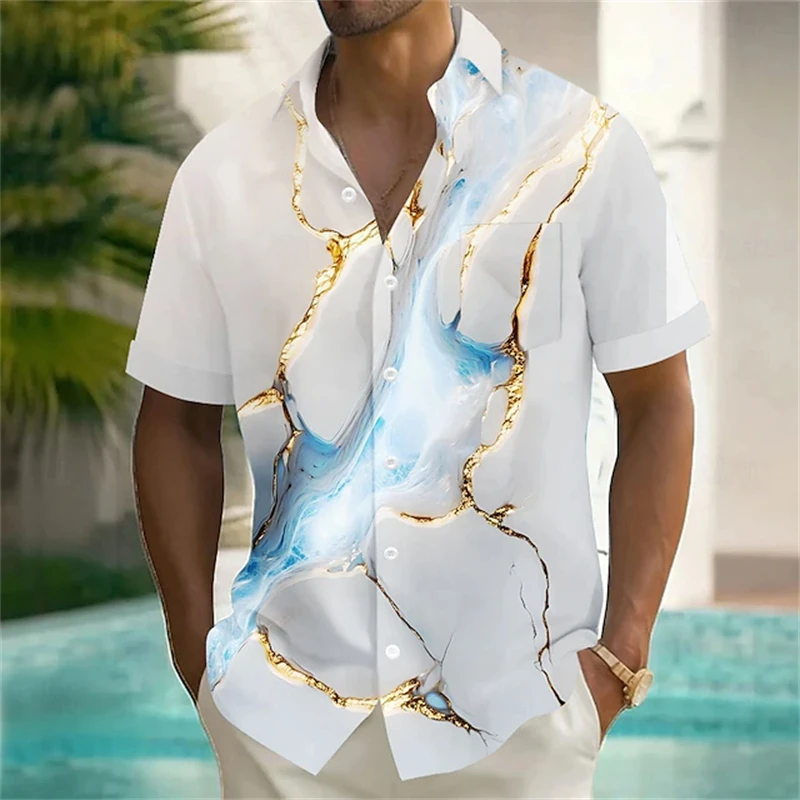 Nueva camisa para hombre, camisas hawaianas con estampado 3d de arte abstracto de Color para hombre, pantalón corto informal, Tops de manga, camisa de gran tamaño, ropa Unisex