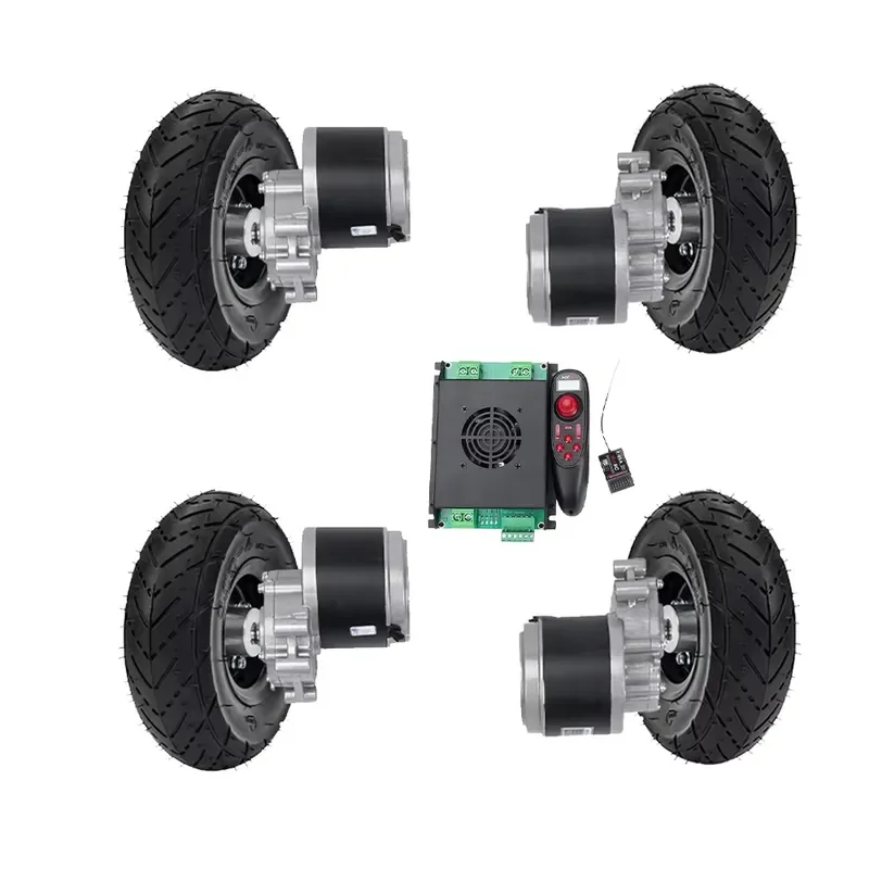 10 Inch 4WD DC Brushed Motor Kit with Electromagnetic Brake for Electric Wheelchair Remote Control Lawn Mower Application