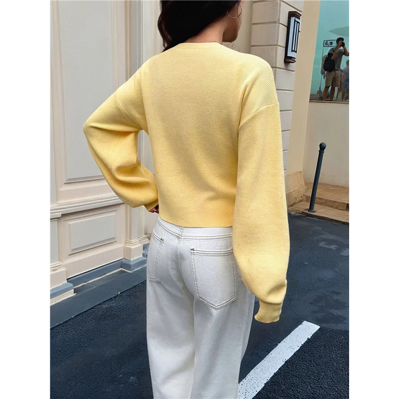 سترة ABVG-Women بأزرار لأعلى، سترة خريفية عصرية برقبة دائرية وأكمام طويلة #4