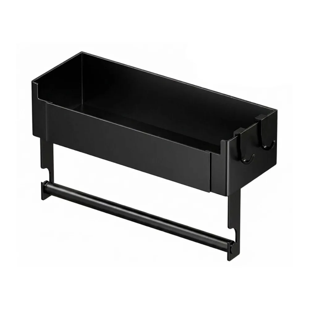 

Carbon Steel Refrigerator Magnetic Shelf Punch Free Wall Mounted Spice Storage Rack Large Capacity Space Saving