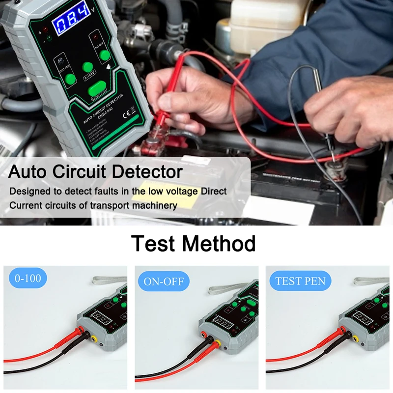 37je detector de circuito automático testador de circuito de carro multifuncional ferramenta de teste de diagnóstico 0-100v disjuntor localizador com campainha