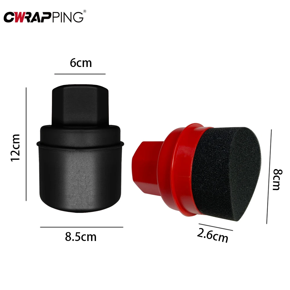 Red Black Tire Brush Curved Hardened Sponge Material Portable Waxing Sponge Car Polishing Waxer Tire Cleaning Tool Detail Brush