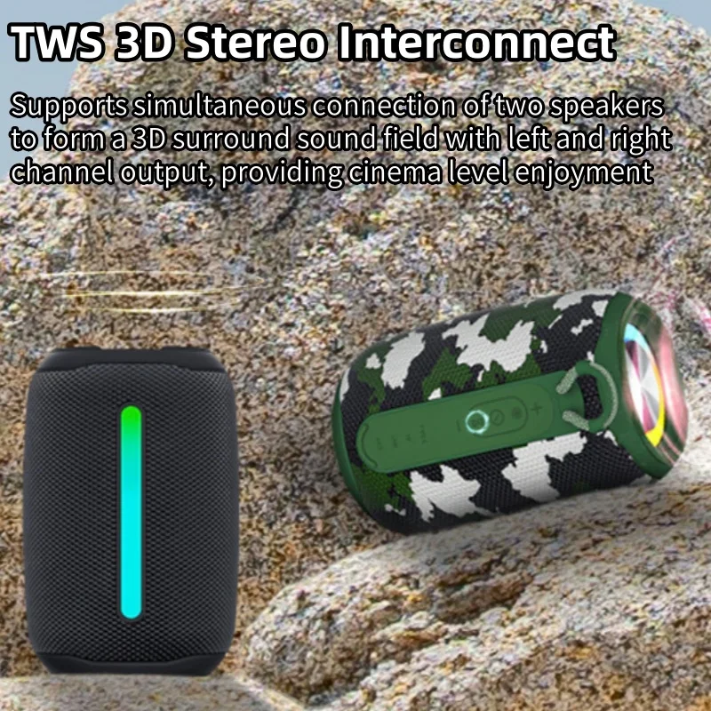 Outdoor Subwoofer Ultra Long Endurance Colorful Ambient Light Waterproof Caixa De Som Bluetooth Speaker Bring a Hanging Rope TWS