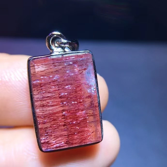 

Natural Red Super Seven 7 Rutilated Quartz Pendant 16/10.7mm Rectangle Women Men Super Seven AAAAA