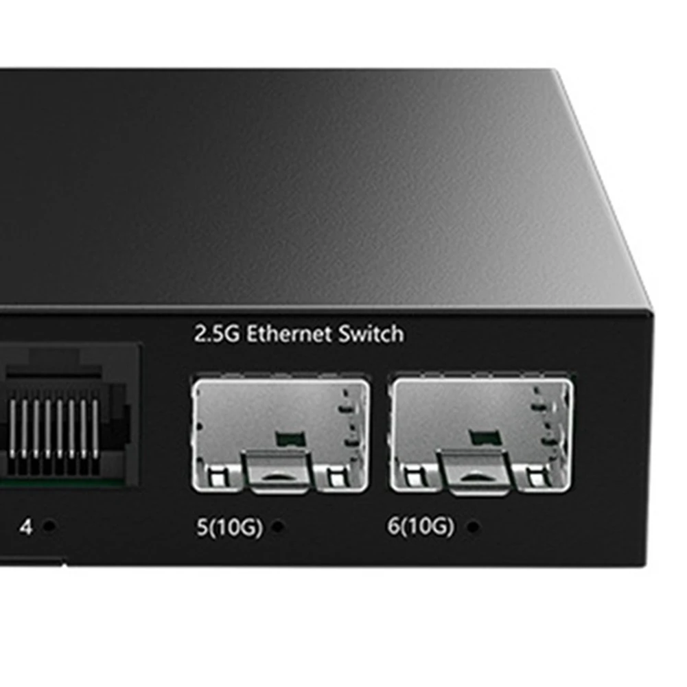 N86R 2.5G Ethernet Switch 4 Port Unmanaged Network Switch with Dual 10GbE + Slots Plug and Play for Homelab Setup EU Plug