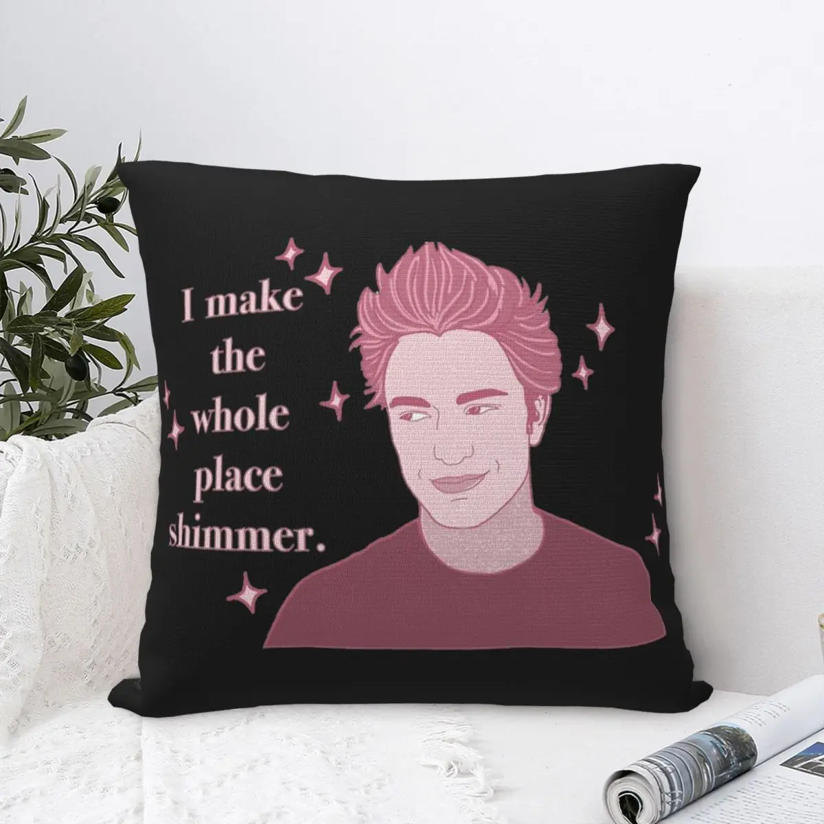 Sparkly Edward Pillowcase Printing Polyester Cushion Cover Decoration The Twilight Saga Throw Pillow Case Cover Home Square 18''