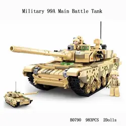 Sluban WW2 Military Army 99A Main Battle Tank Model Building Blocks Soldier Bricks World War II Weapons 6B Tank Toys Gift Boy