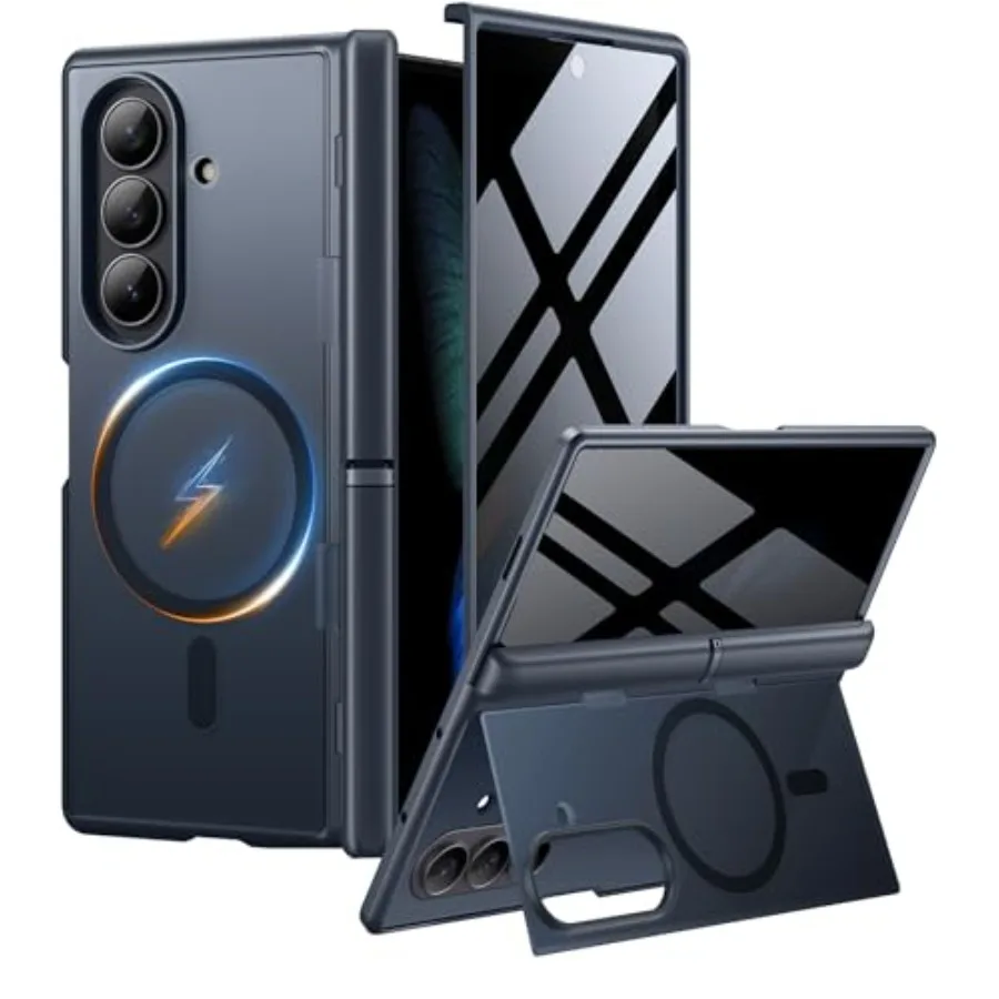

Тонкий магнитный чехол для Samsung Galaxy Z Fold 7 с защитной пленкой для экрана, цвет Jet Black, со встроенной подставкой и полной защитой шарнира