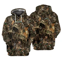 Sudadera con capucha de caza para hombre, ropa informal con estampado 3D de venado y Animal, otoño