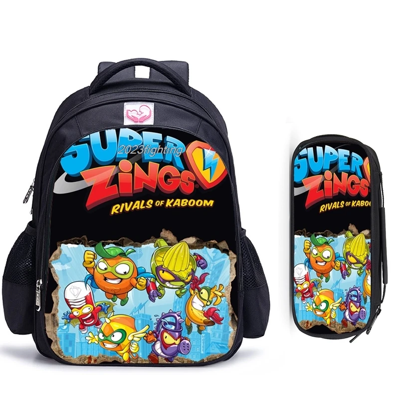 Super Zings-Mochila ortopédica para niños y niñas, mochilas escolares de dibujos animados, 16 pulgadas