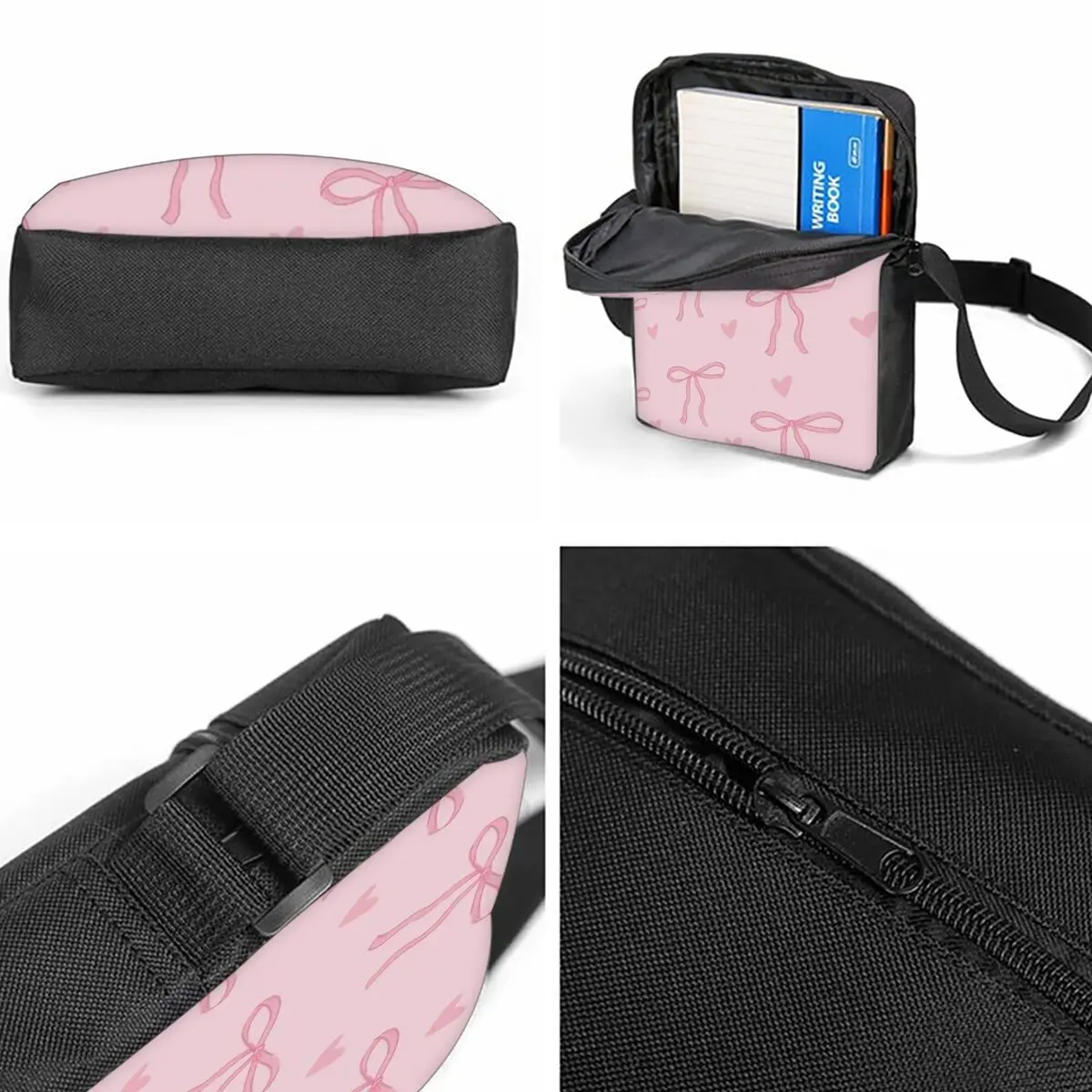 Bow Print 3Pcs/Set Backpack with Messenger Bag ,Pencil Bags for Boy/Girl Best Gift Cartoon Student School Bags