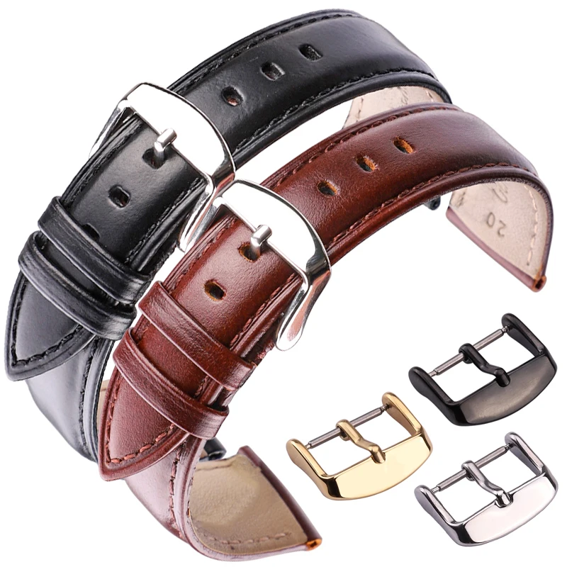 Genuine Leather Soft Watcbands Brown Black Men Women Business Calfskin Watch Band Accessories18mm 19mm 20mm 21mm 22mm 24mm Strap