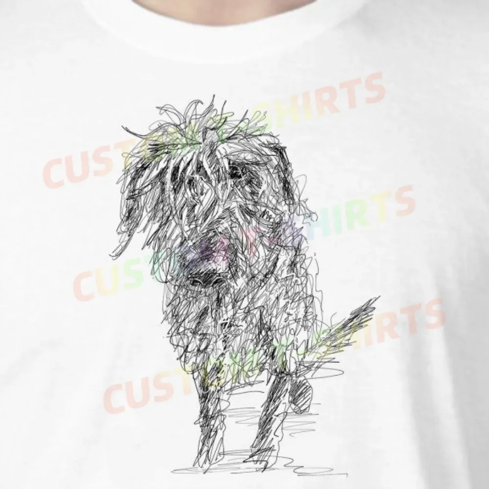 

125 210_Scruffy_Dog Fans' comic-style hand-drawn pattern T-shirts for both men and women in summer