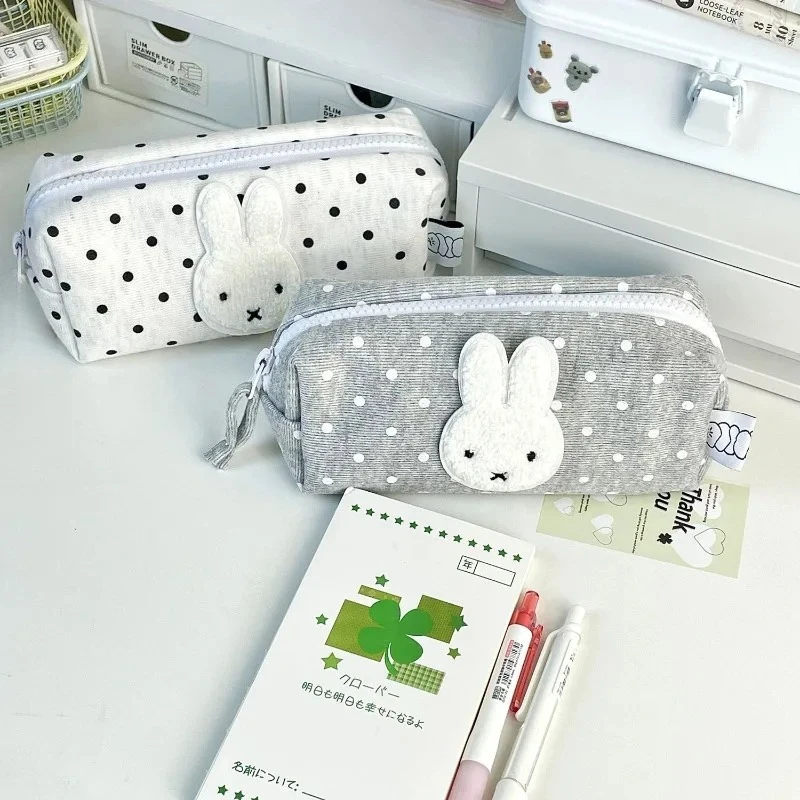 Miffy rabbit cute creative cartoon pattern study stationery, simple large-capacity portable dirt-resistant washable pencil case
