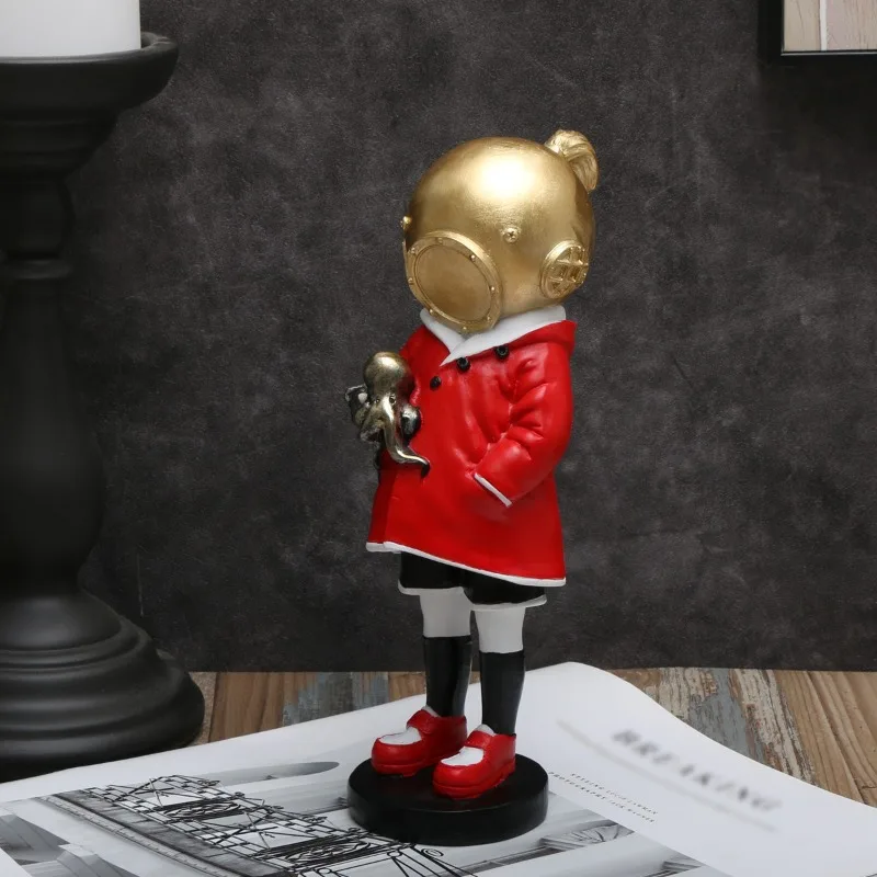 Modern Bronze Banksy Deep Sea Decoration, Graffiti Master Diver Solitude and Communication Sculpture