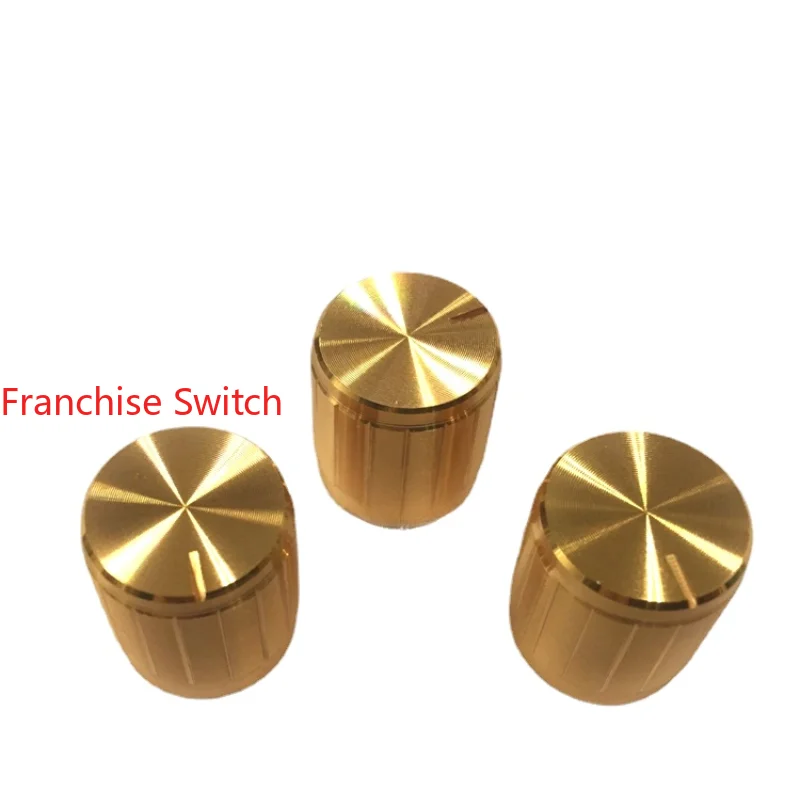 

10PCS WORKMANSHIP FINE ALUMINUM ALLOY KNOB 15MM*16.5MM GOLDEN FLOWER SHAFT 6MM INNER HOLE POTENTIOMETER SWITCH