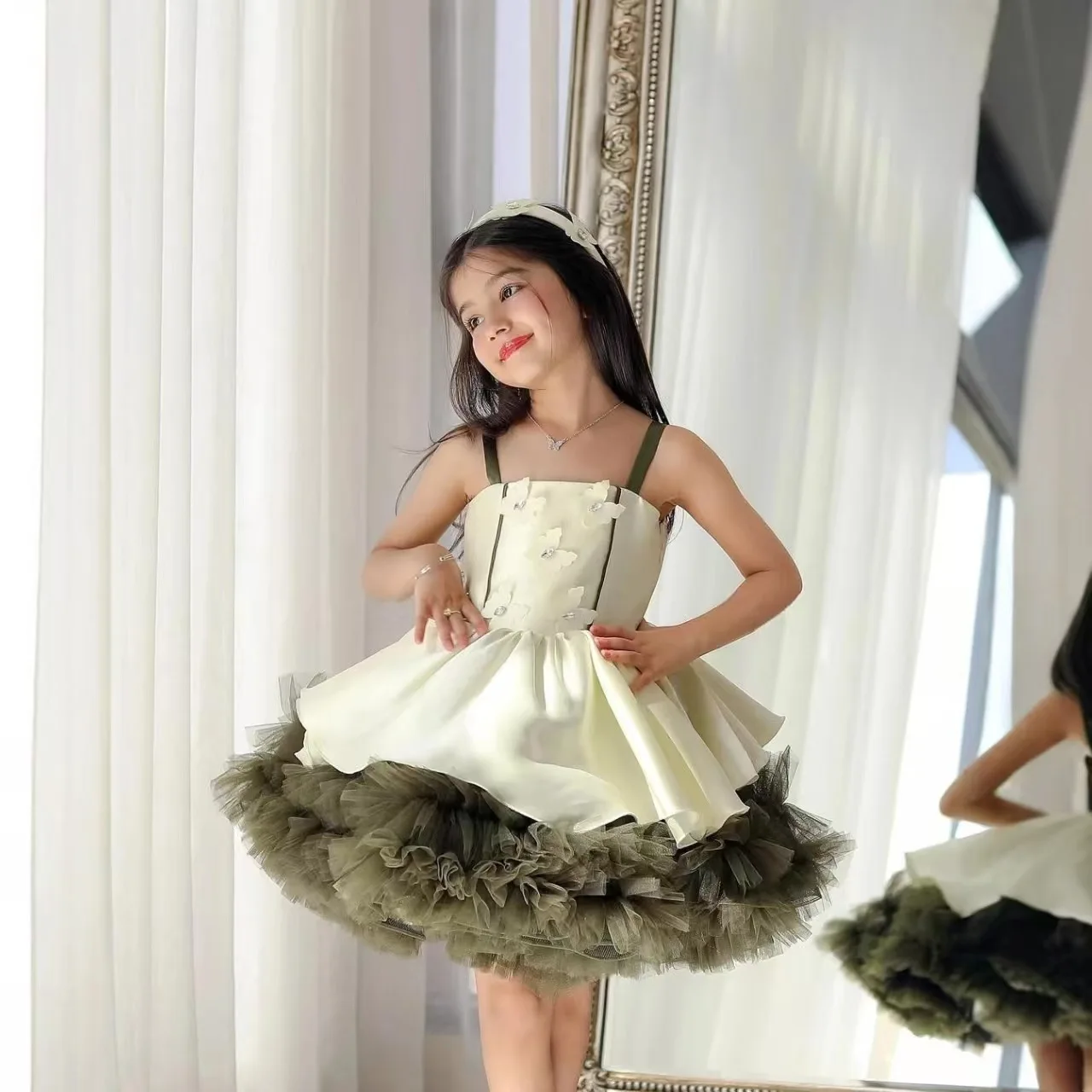 Dreamy voto d169 elegante vestido da menina de flor arcos sem mangas princesa crianças casamento aniversário festival festa pageant vestido formal