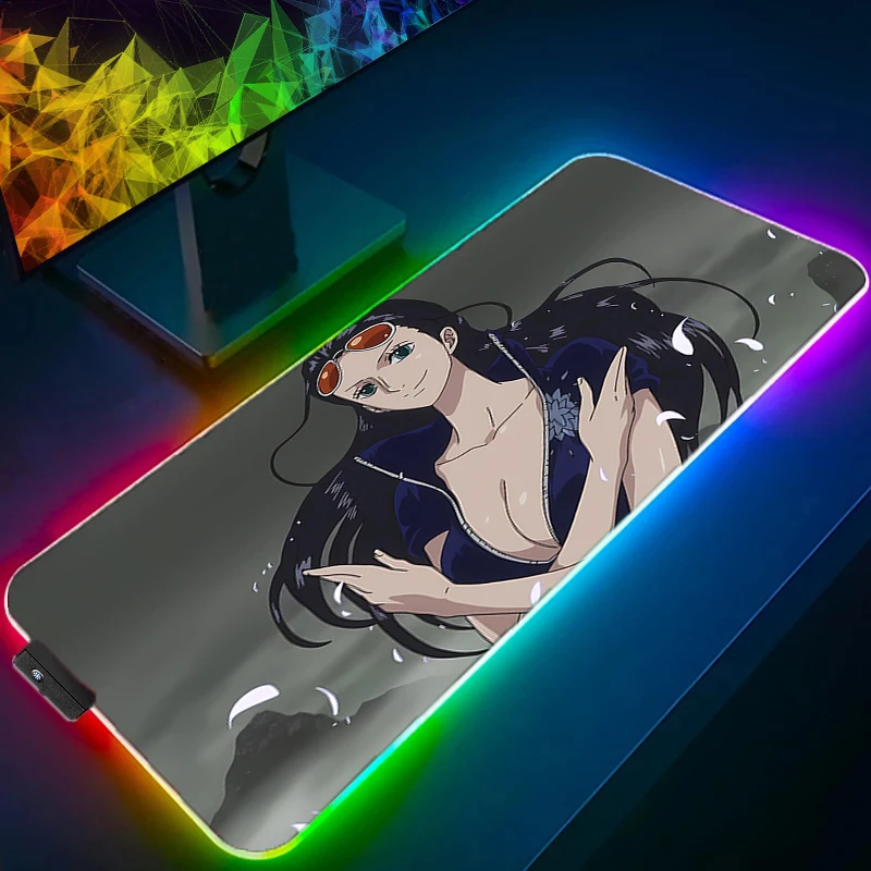 

RGB LED Mouse Pad Office Desk Mat Computer Game Mousepad Rubber One Piece Anime Keyboard Pad PC Accessories Mouse Mat Tablet Pad