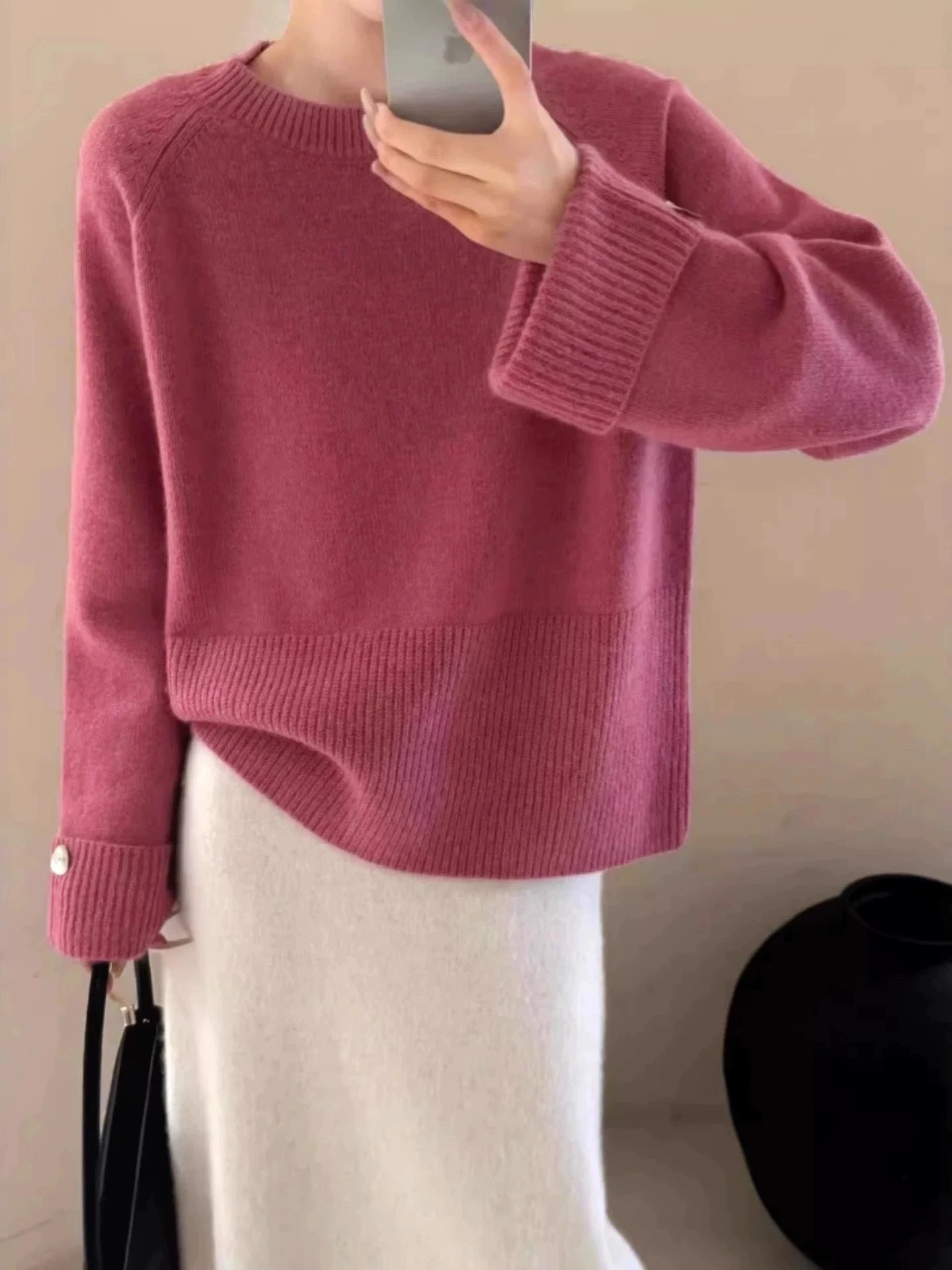 Faionable Oversized Long Sve round Ne Pullover Knitwear for Women Vintage Sle Loose Lazy Trendy Winter Top