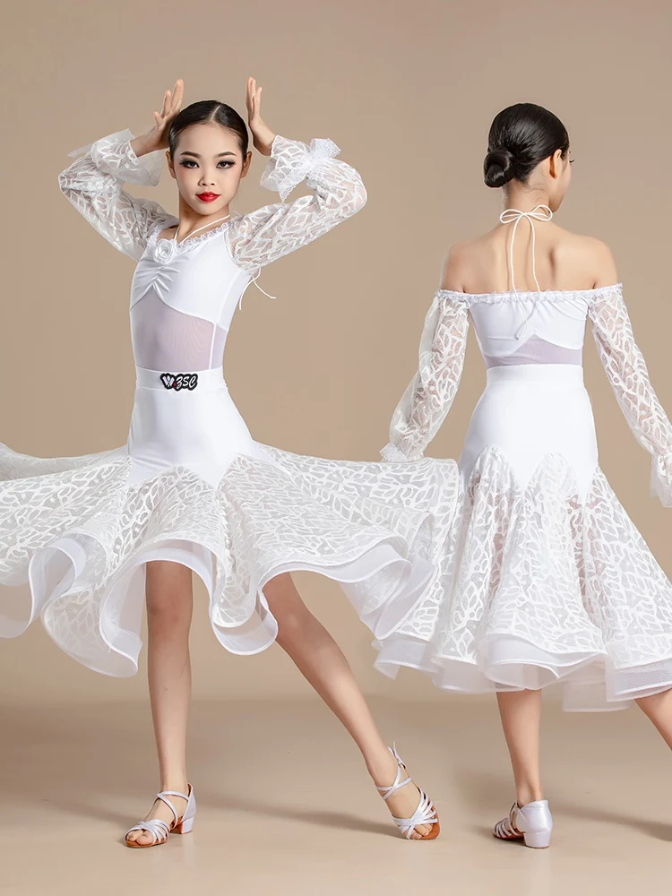 Modern Dance Costume 2024 New Children\'S National Standard Dance Clothes Waltz Social Dance Wear Ballroom Dance Dress DN17225