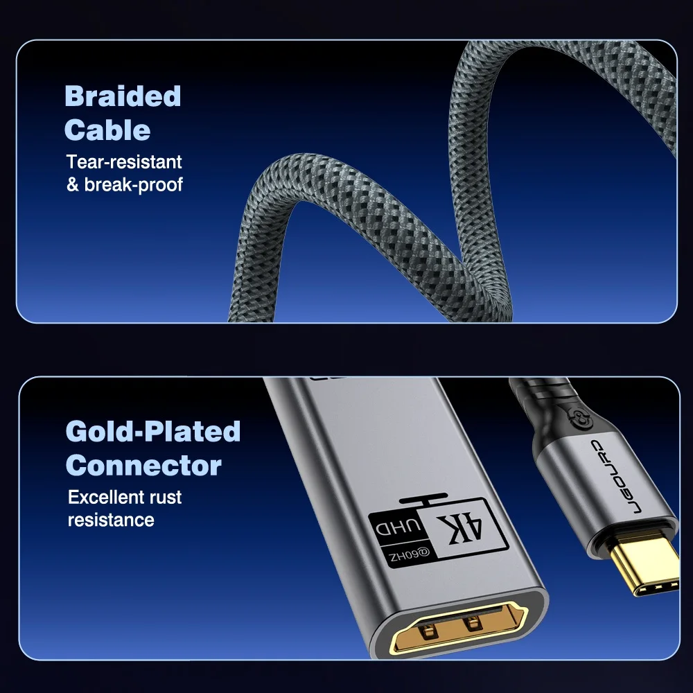 Thunderbolt USB C Male to HDMI Female Adapter 4K 60Hz 2K 144Hz 4K@30Hz Type C to HDMI Cable Connector Audio Sync UHD Plug & Play image 5