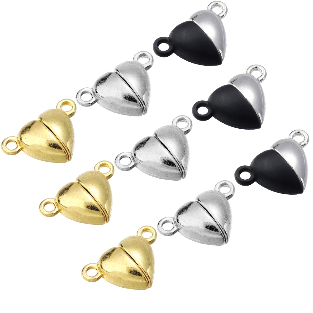 5pcs/Lot Alloy Love Heart Shaped Magnetic Clasps for Necklace Bracelet Magnet End Clasp Connectors DIY Jewelry Making Supplies view 4