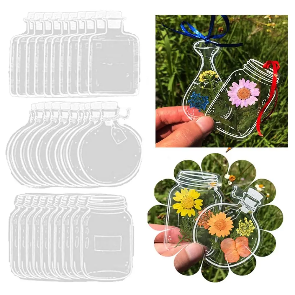 Wishing Bottle Pattern Herbarium Bookmarks Pressed Flower Bookmark Transparent Dried Flower Bookmarks Flower Page Bookmark