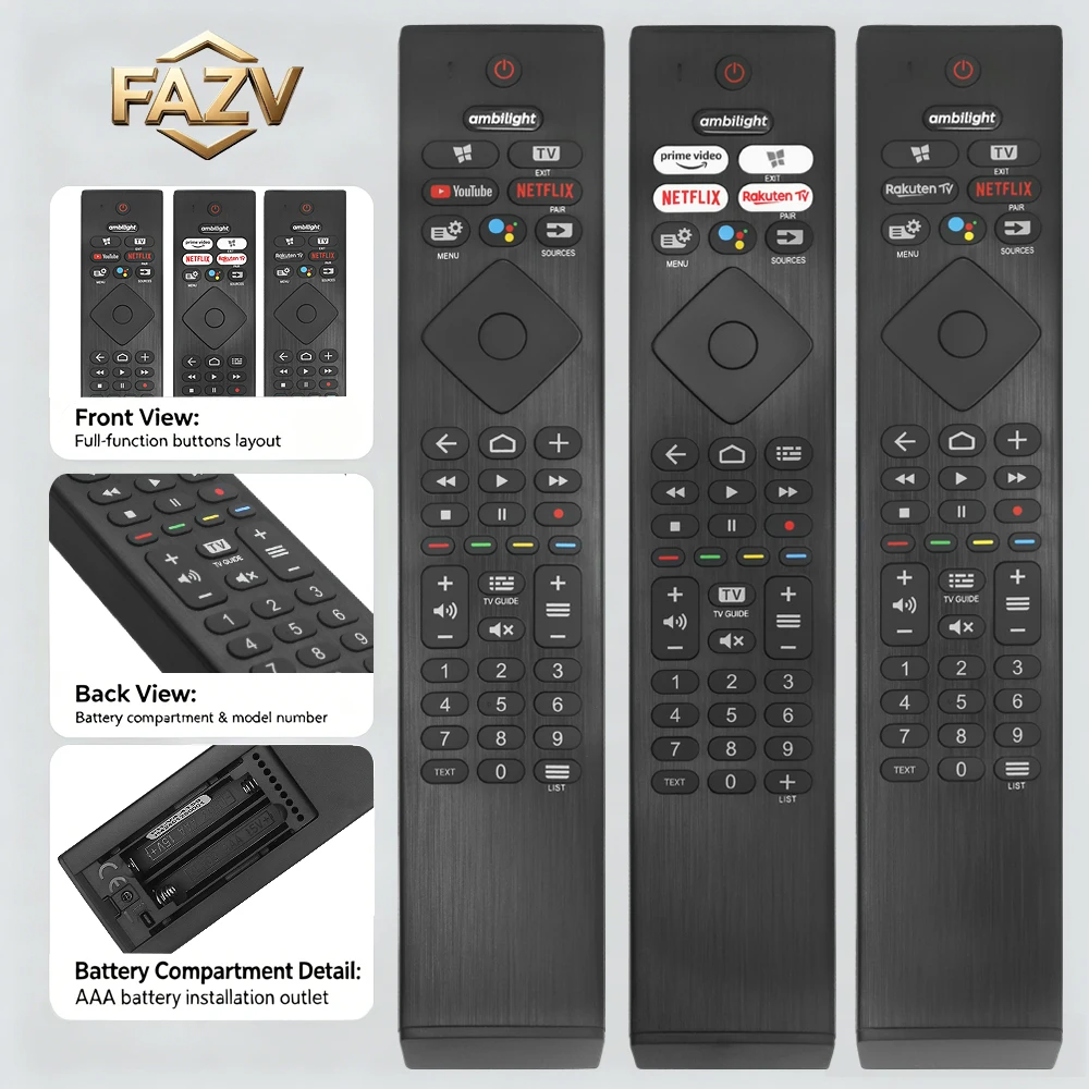 Голосовой пульт FAZV для телевизоров Philips 43PUS8506, 58PUS8506, 8500, 8506, серии PUS85, 4K UHD LED Android TV