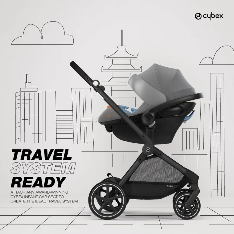 عربة نظام سفر Cybex EOS-5-in-1 ، خفيفة الوزن ، مقعد سيارة للرضع 2G ، رمادي حمم