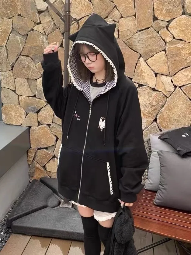 เสื้อฮู้ดดี้ผู้หญิงน่ารัก สไตล์วินเทจ ผ้าหนา สีแอพริคอต พิมพ์ลายตัวอักษร ใส่สบายทุกวัน เหมาะกับการออกกำลังกาย ดีไซน์หลวม นุ่มสบาย