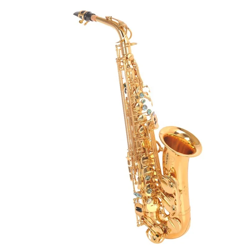 

Professional E Flat Tenor Saxophone in Brass with Gold Double Key Rib and Abalone Button Upgraded Instrument