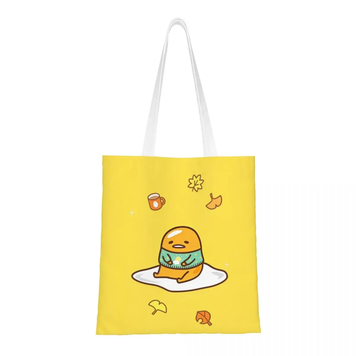 Unisex Gudetama The Lazy Egg Tote Bags Canvas Grocery Bag for Girl Handbags