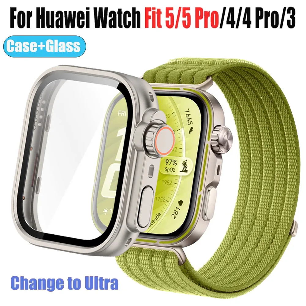 PC-Gehäuse + HD-Glas für Huawei Watch Fit 5/5 Pro – Upgrade auf Ultra-Displayschutz für Huawei Fit 3/4/4 Pro – Zubehör