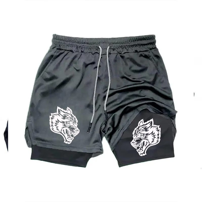 Summer New Black Five-leaf Clover Printed Men's and Women's Shorts Double-layer Loose Sports and Casual Pants for Beach Fitness