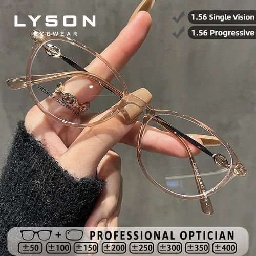 Imagen 1 del producto LYSON-gafas graduadas ópticas antiradiación, montura elíptica geométrica, bloqueo de luz azul, gafas progresivas de lectura