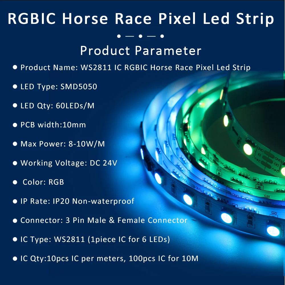 WS2811 RGBIC LED Pixel Light Strips 24v 5M 10M 15M 20M Smart Wifi Alexa Voice Control Addressible 5050 Flex LED Tape Ribbon Lamp