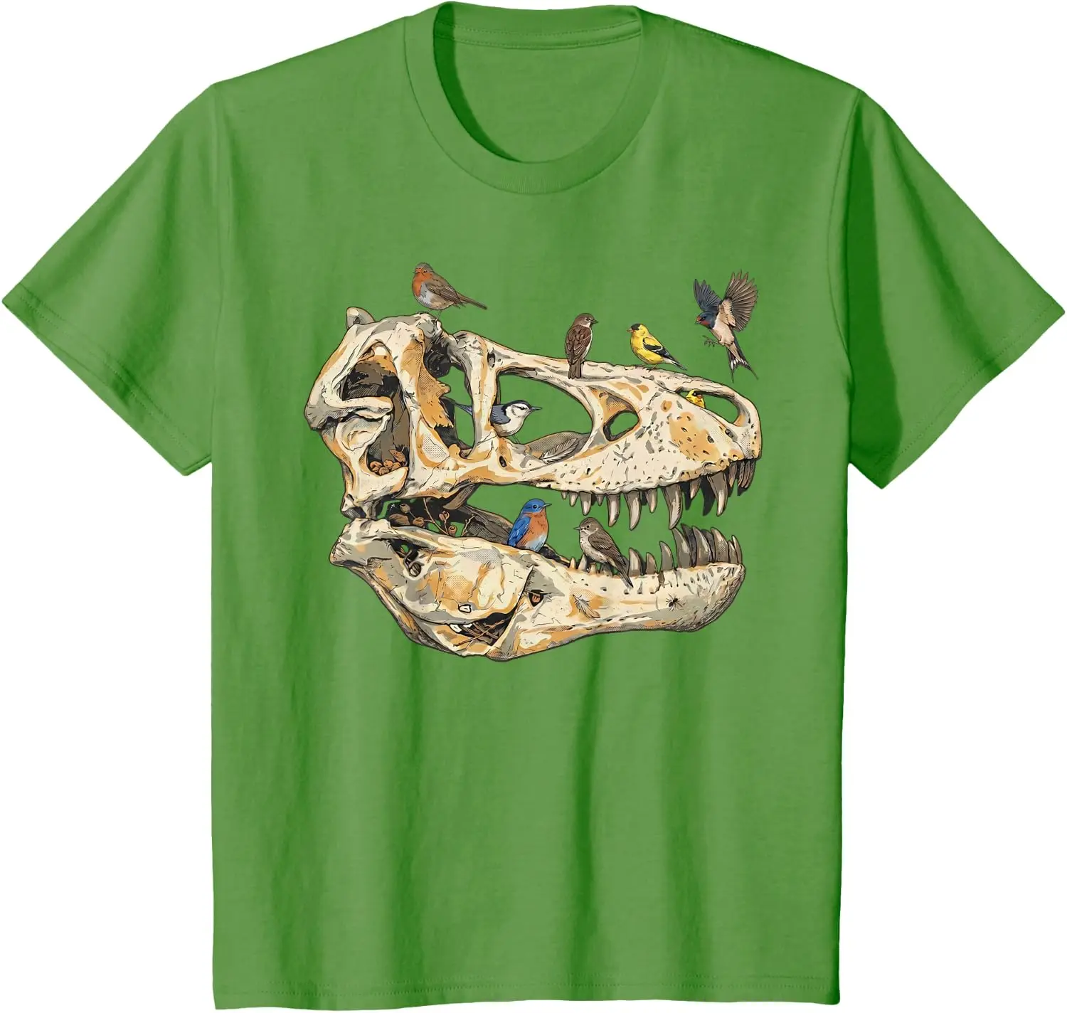 Dinosaur Skull Birdwatcher Evolution Science Humor T-Shirt Cotton Summer Casual Kid T Shirt Camiseta Streetwear Harajuku