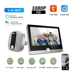 1080P Tuya Smart Wifi Video Peephole Doorbell Digital Door Viewer Camera Night Vision Wireless Digital Magic Eye Google Alexa