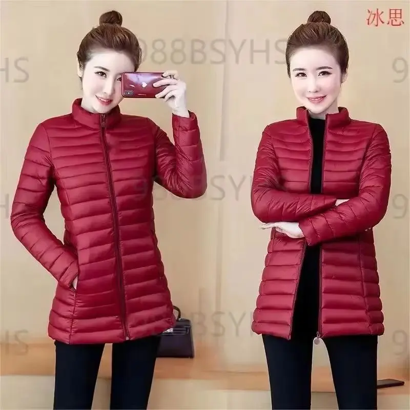 

2025Autumn Winter New Middle-aged Down Cotton Jacket Women's Parkas Thin Warm Loose Cotton Padded Coat Female Casual Ladies Tops
