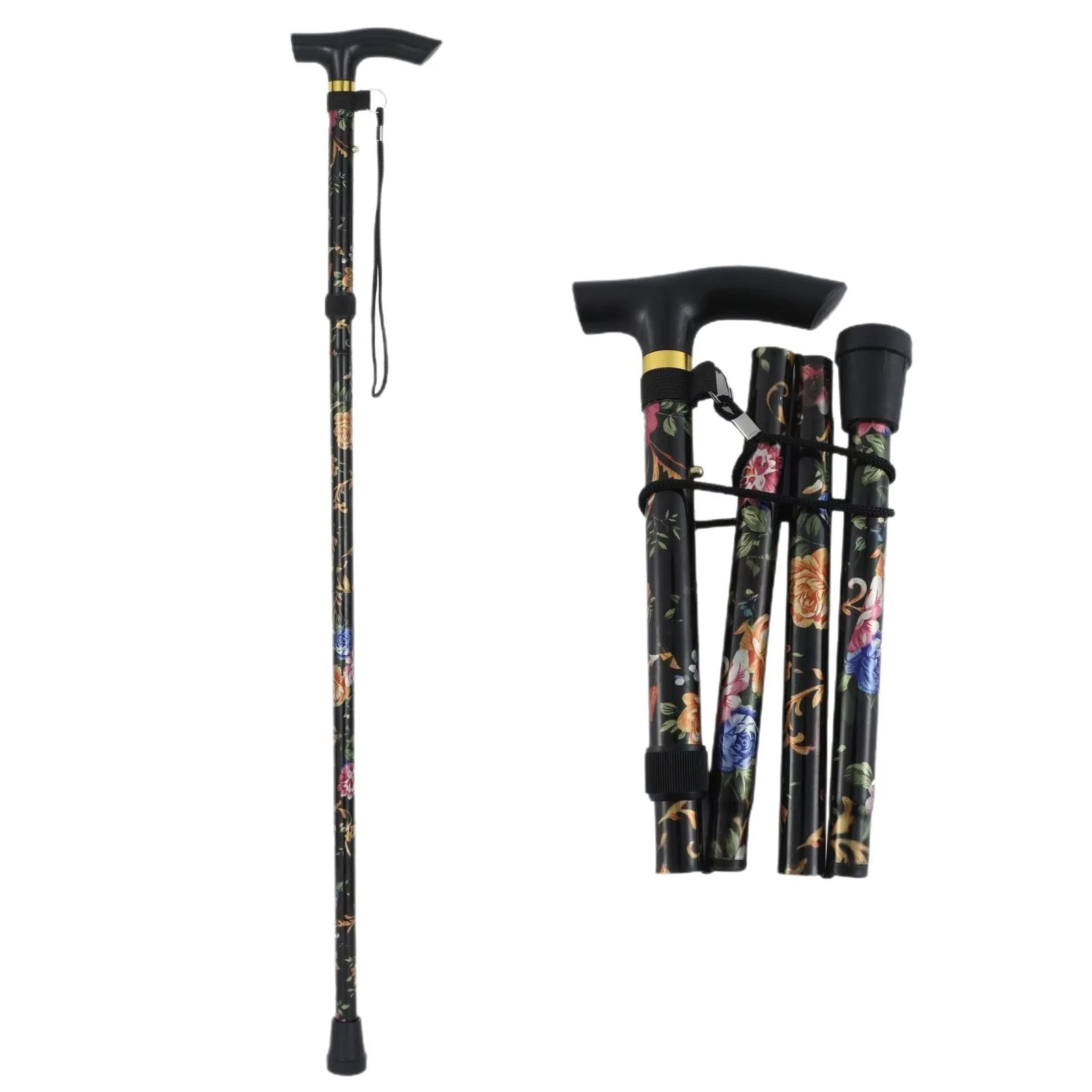 

5Level Adjustable Foldable Flower-shaped Aluminum Alloy Walking Stick Portable Elderly Walking Stick Suitable for Outdoor Hiking