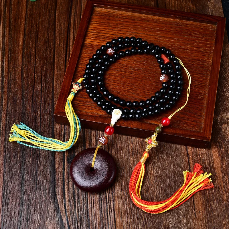 Black Sheep Horn Tibetan Tassel Back Cloud New National Style Hanfu Autumn Winter Sweater Chain Necklace Acc