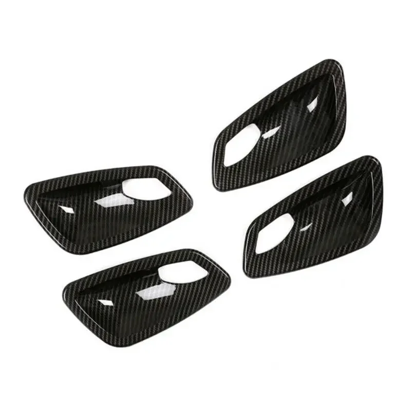 4x Carbon Fiber Interior Door Handle Bowl Cover Trim For BMW E90 E92 E93 2005-2012 3 Series