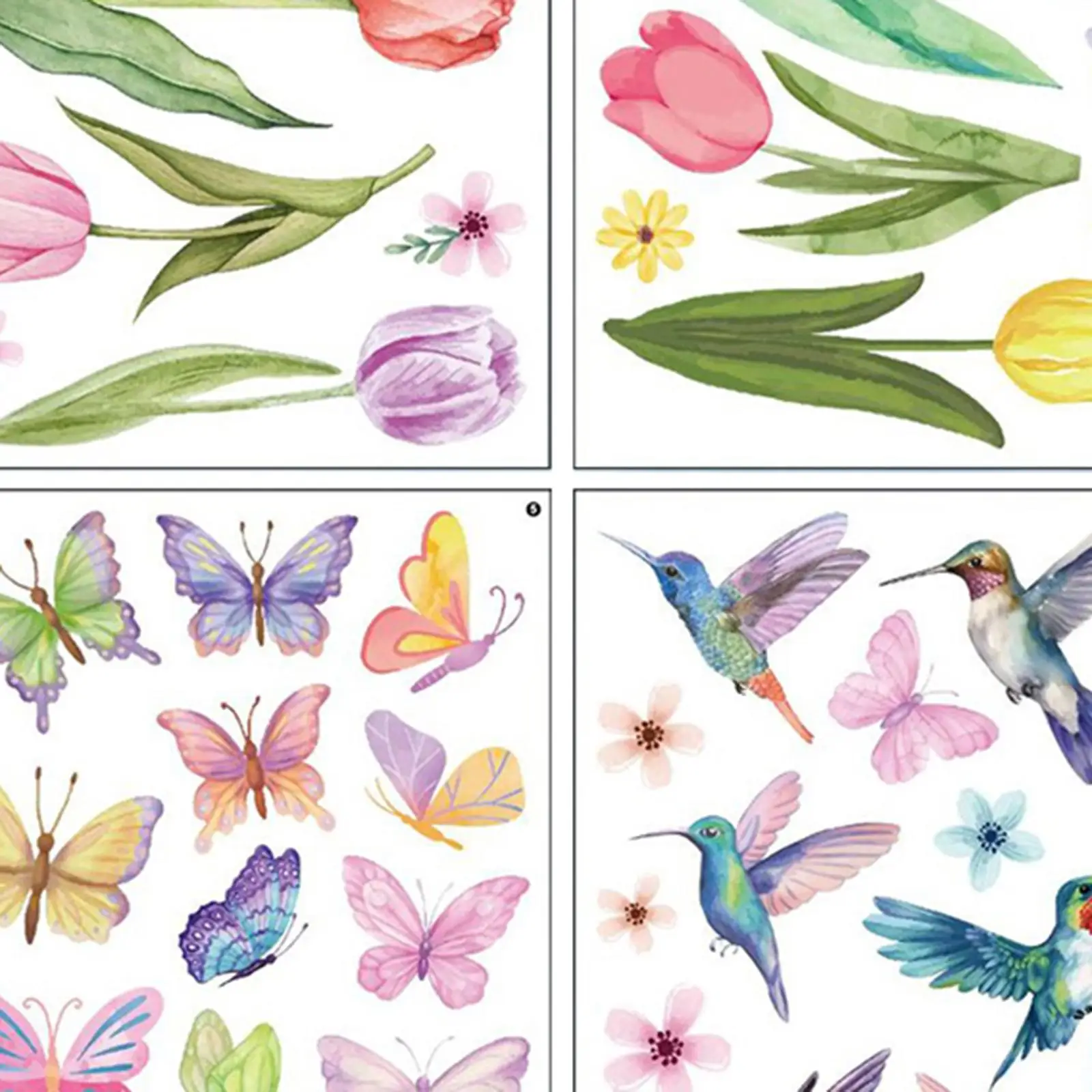 Picture 4: 8 Sheets Window Stickers,Window Cling Stickers,Birds Butterfly Flowers Tree Wall