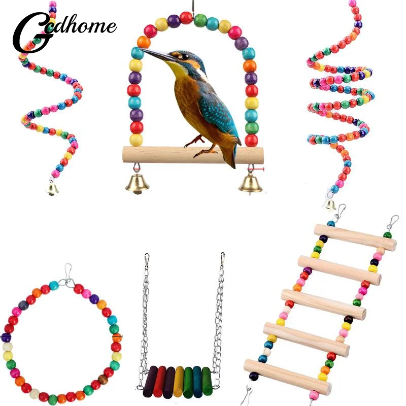 【Neu】Bunte Vogelschaukel in Wolkenform, Kletterstange, Schaukel, Kauspielzeug für Vögel, Vogelkletterspielzeug, Vogelkäfigzubehör