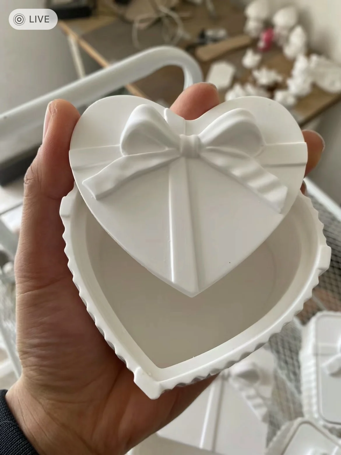 Heart Shape Plaster Jewelry Box Silicone Molds Epoxy Resin Candy Jar Molds Round Square Bow Concrete Storage Jar Molds