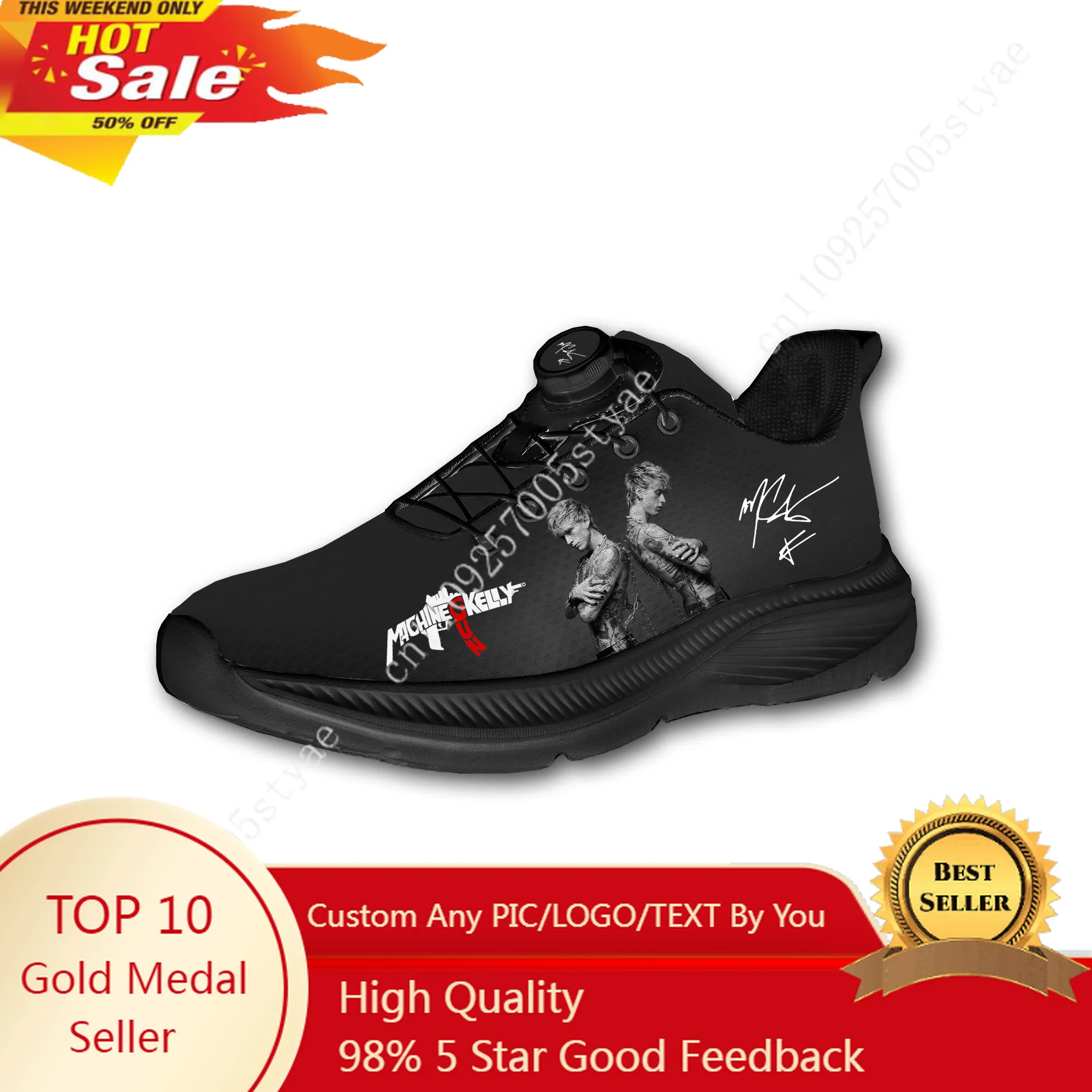 

M-Machine Gun K-Kelly MGK Mens Womens Running Off-road Shoes Laceless Rotating Button Sports Shoe Hiking Leisure Custom Sneaker