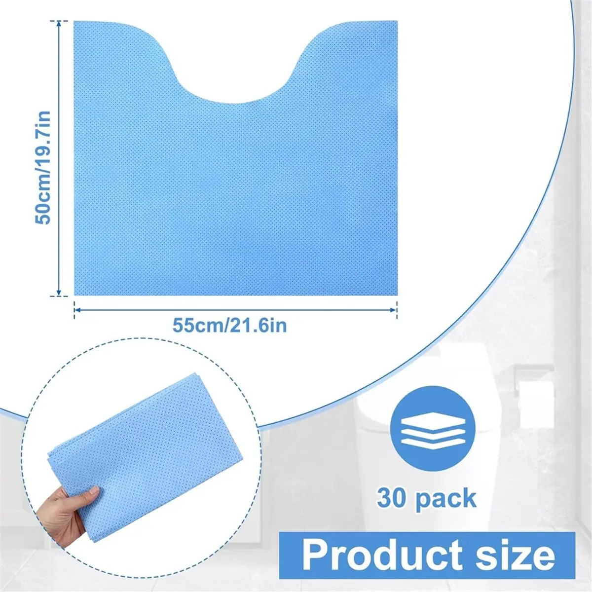 

30 шт. одноразовых нескользящих ковриков для унитаза, впитывающих мочу, U-образные защитные коврики для пола унитаза